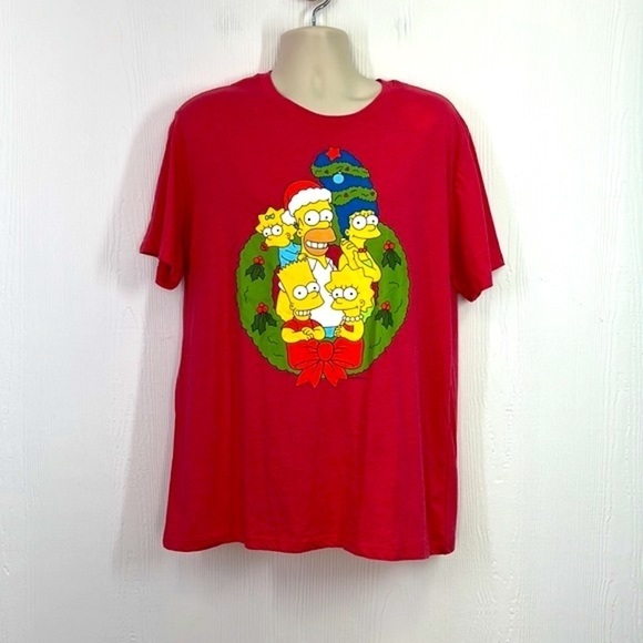 The Simpsons - NWT The Simpsons Family With Christmas Wreath Graphic T Shirt XL - Picture 2 of 11